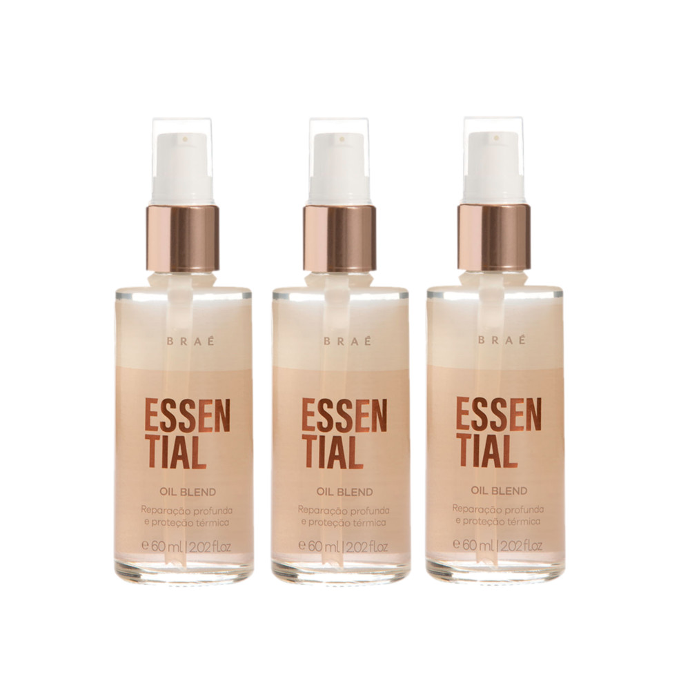 Kit Braé Essential Oil Repair - Óleo Reparador 60 ml (3 unidades) em Oferta na Shopee