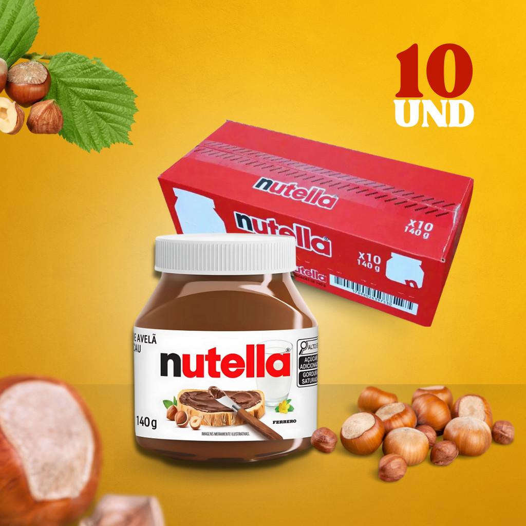 Kit 10 Nutella Creme De Avelã Com Cacau Pote Pequeno 140g Chocolate Cremoso Sobremesa Ferrero