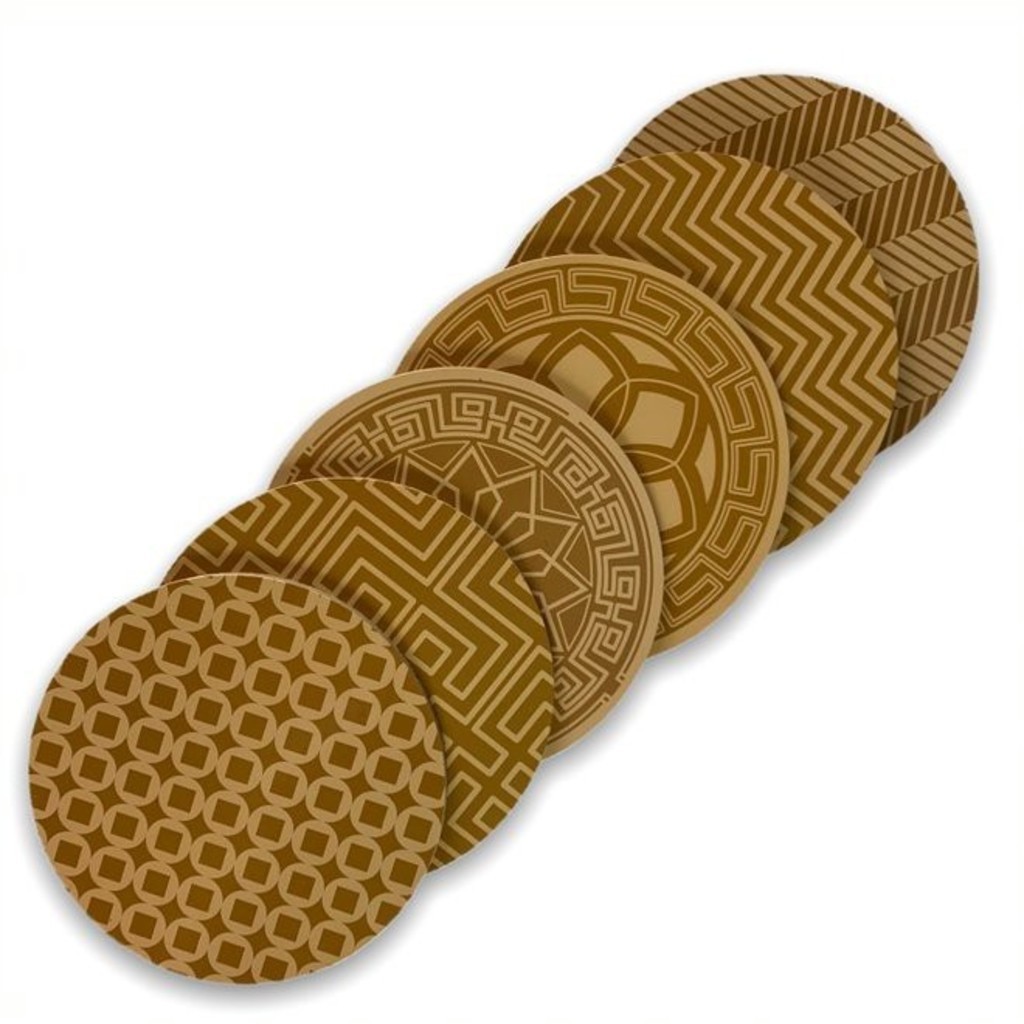 Conjunto 6 Porta Copos Corte Laser, Bolacha 10CM Descanço MDF E Cortiça Decoração Mesa Posta Madeira Mandala universal