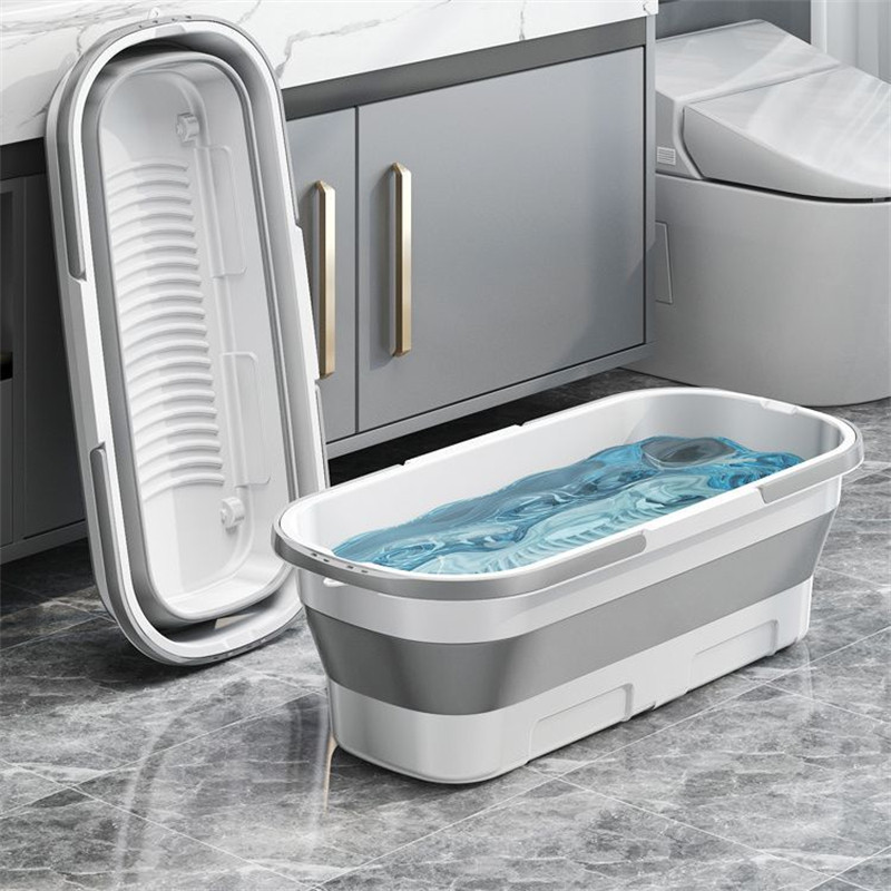 Balde Dobrável Retrátil Flexível Retangular 26L Silicone Multiuso Com 4 Rodinha em Oferta na Shopee