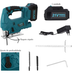 Serra Tico Tico A Bateria 21v Portátil Engate Rápido 3000rpm 65mm Tssaper + Lâminas