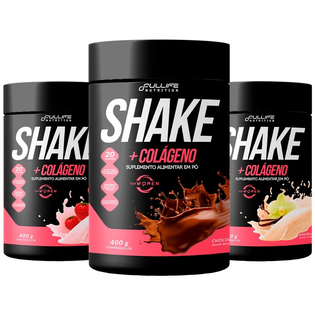 Kit 3x Shake Substituto De Refeição Zero Açúcar Com Colágeno Fullife