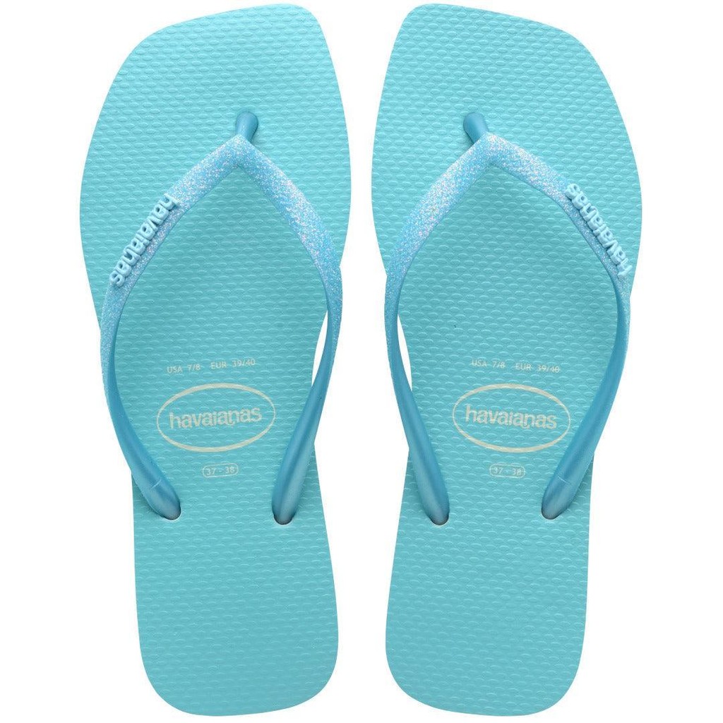 Chinelo Havaianas Slim Square Glitter Neon Azul - Women Shoes