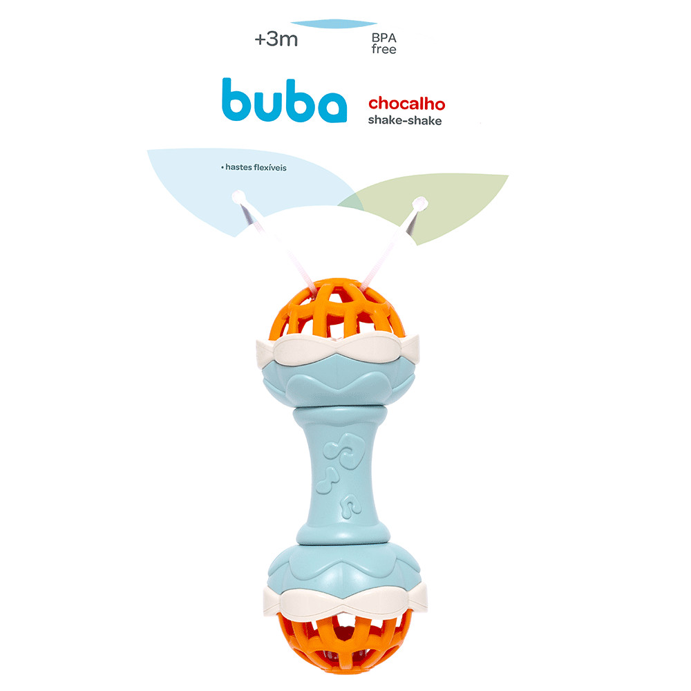 Chocalho Buba Shake Shake Buba Bebê Menino Menina Brinquedo Infantil