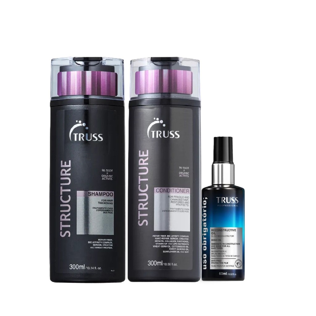 Kit Truss Structure - Shampoo 300ml + Condicionador 300ml + Uso Obrigatório Óleo 60ml