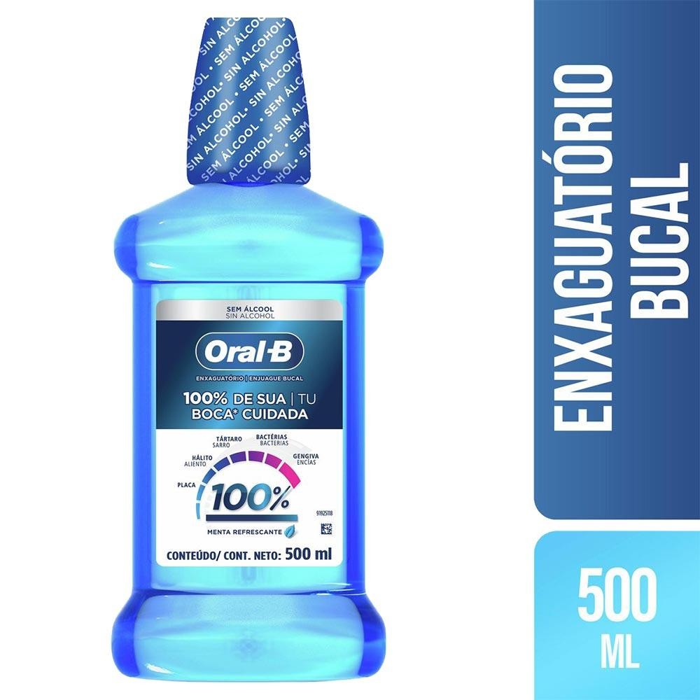 Enxaguante Oral B Bucal 100% 500Ml Menta Refrescante