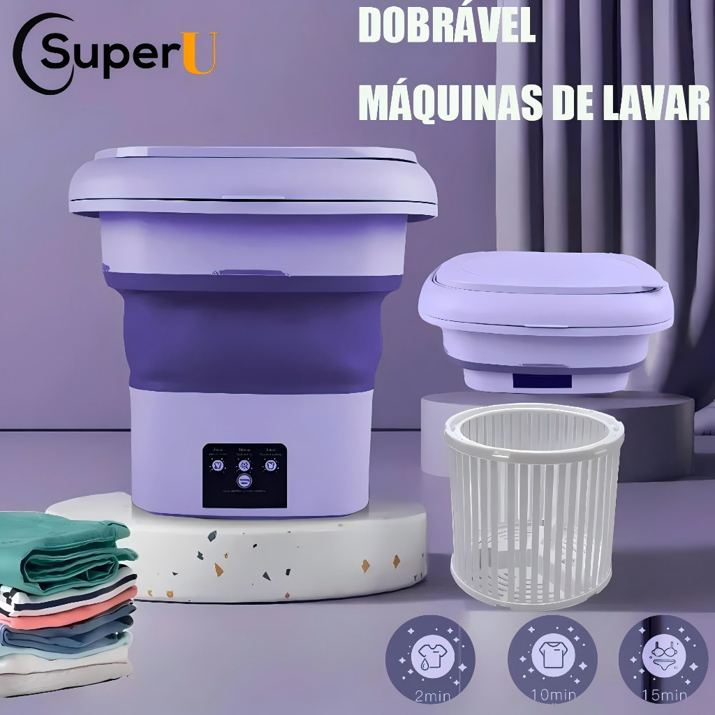 Mini máquina de lavar roupa dobrável portátil moderna máquina de lavar automática roupa interior de viagem SUPER U