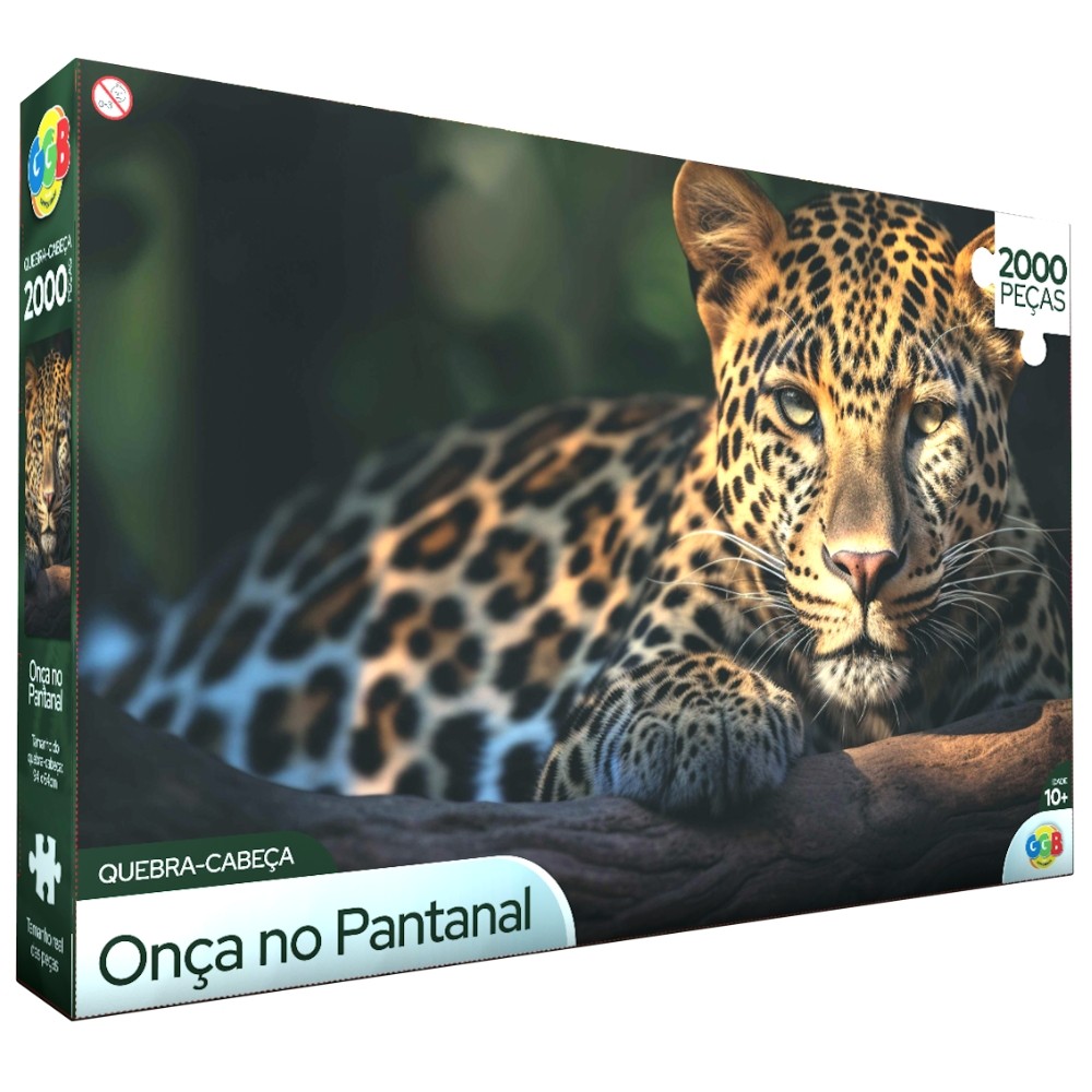 QUEBRA CABEÇA ONÇA NO PANTANAL 2000 PEÇAS GGB BRINQUEDOS PUZZLE BRASIL FAUNA ANIMAL SELVAGEM TIGRES em Oferta na Shopee