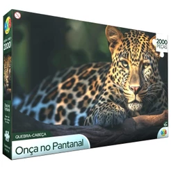 QUEBRA CABEÇA ONÇA NO PANTANAL 2000 PEÇAS GGB BRINQUEDOS PUZZLE BRASIL FAUNA ANIMAL SELVAGEM TIGRES