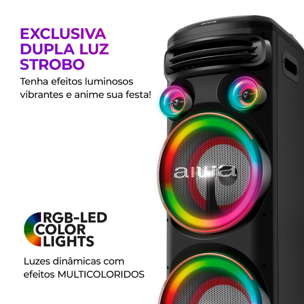 Detalhes do Caixa De Som AIWA Torre Bluetooth 2300W AWS-T2W-02