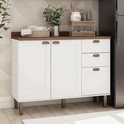 Balcão de Cozinha Genialflex Iluminata 120cm Sem Tampo Bco