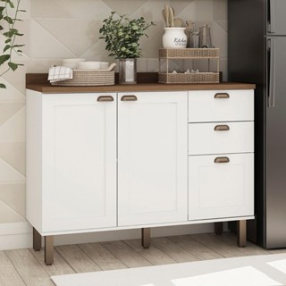 Balcão de Cozinha Genialflex Iluminata 120cm Sem Tampo Bco em Oferta na Shopee