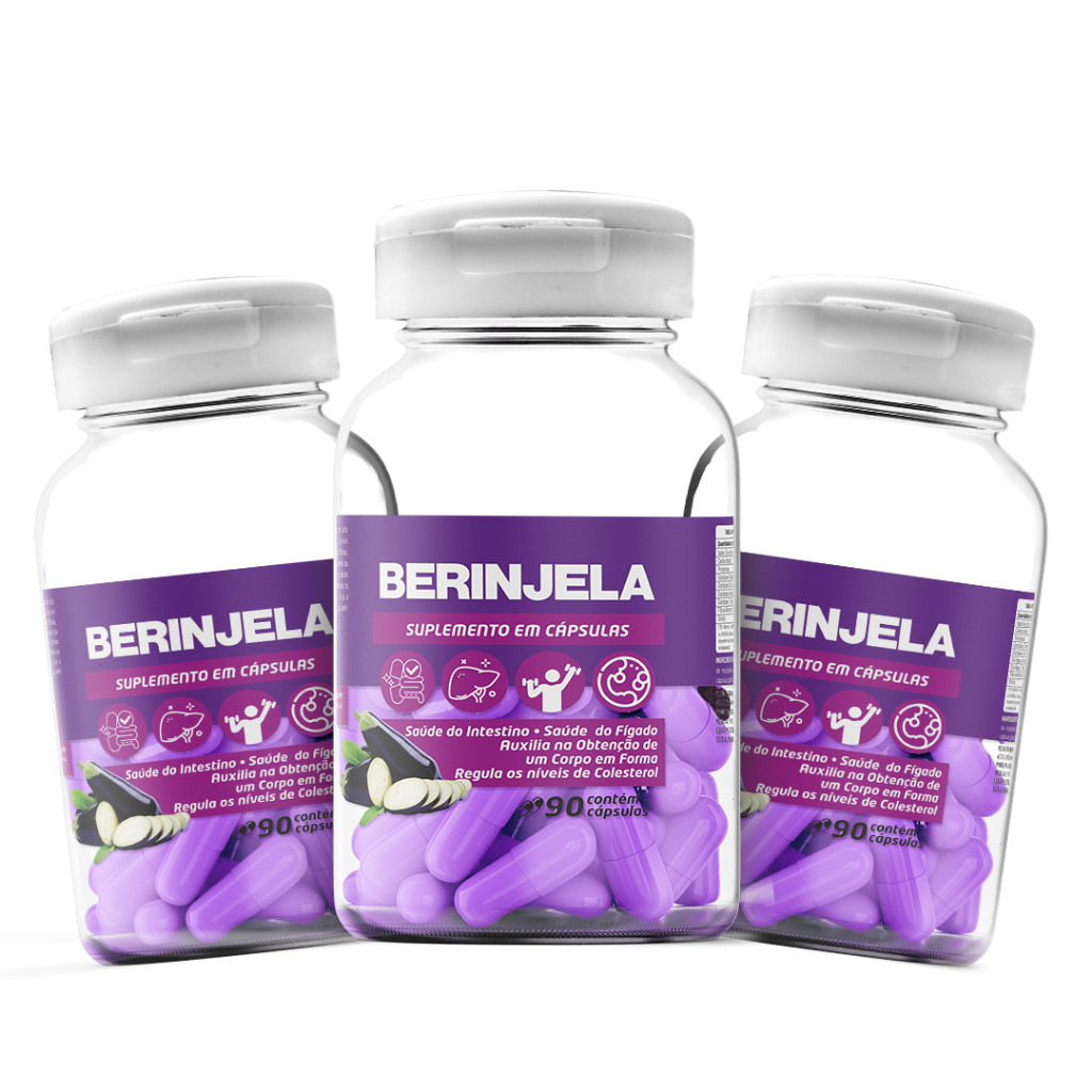Berinjela Em Cápsulas De 500 Mg 3 Potes 270 Cápsulas