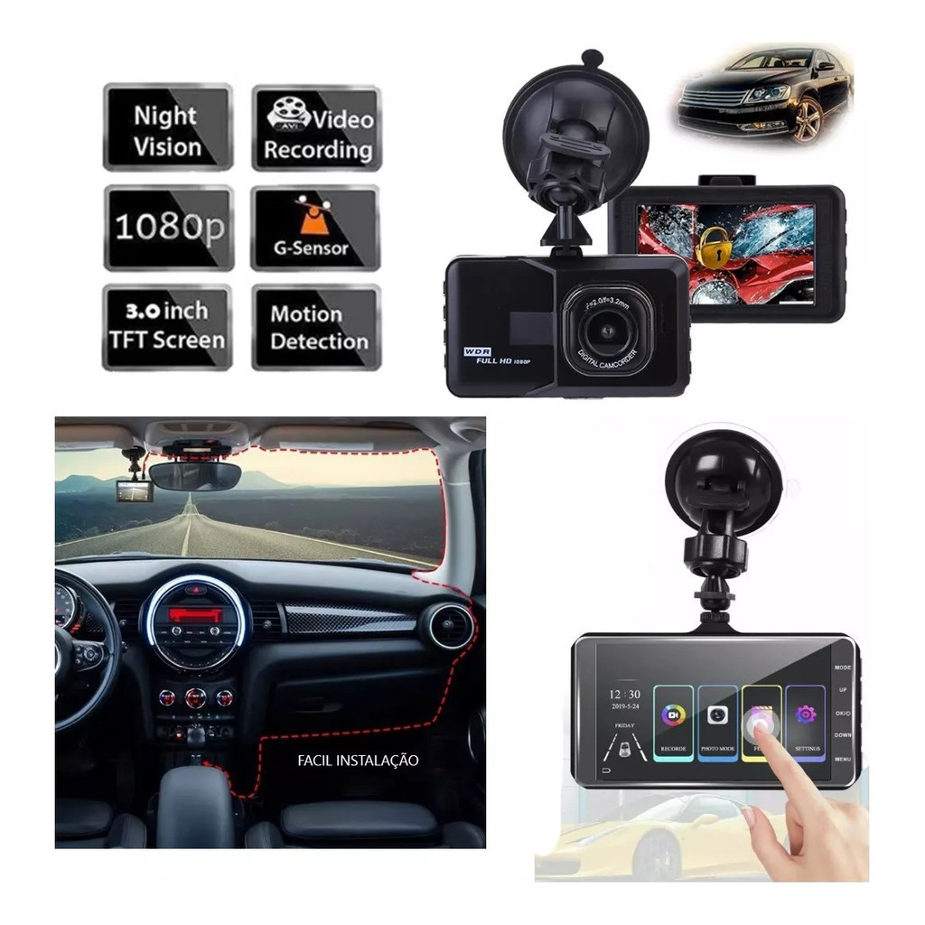 Câmera Veicular Fullhd Visão Noturna Detector De Movimento