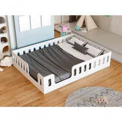 Cama Penélope Montessoriana Tamanho Casal Com Grade E Colchão Incluso