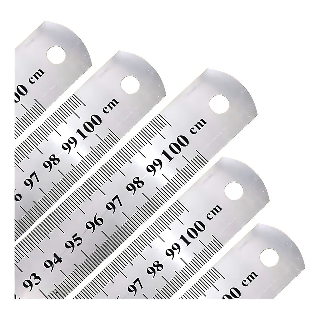 Kit Com 4 Réguas De 1 Metro Aço Inox Projetista 40 Polegadas para Patchwork Artesanato Lanmax/ NYBC