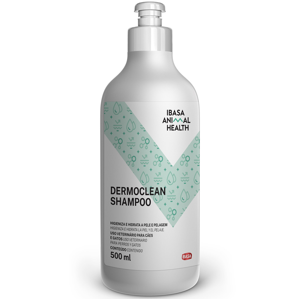 Shampoo Dermoclean Ibasa 500ml para Cães e Gatos – Para Limpeza e Brilho da Pelagem com Aroma Leve