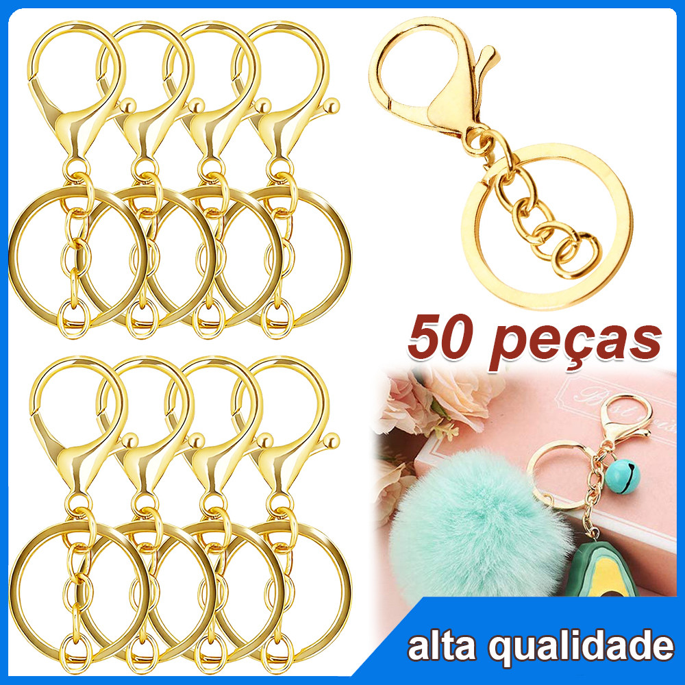 Fecho Mosquetão 30mm Kit com 50 Peças Para Chaveiros e Artesanato em Geral dourada em Oferta na Shopee