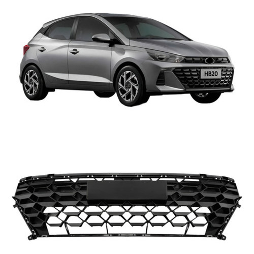 Grade Central Para Hyundai Hb20 2023 A 2024 Preta Brilhante