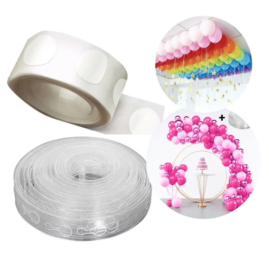 Conjunto Fita para Arco de Balões 5m + 100 Gotas Adesivas para Parede em Oferta na Shopee