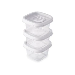 Conjunto de Potes de Plástico Quadrados 200 ml Clic 3 Unidad