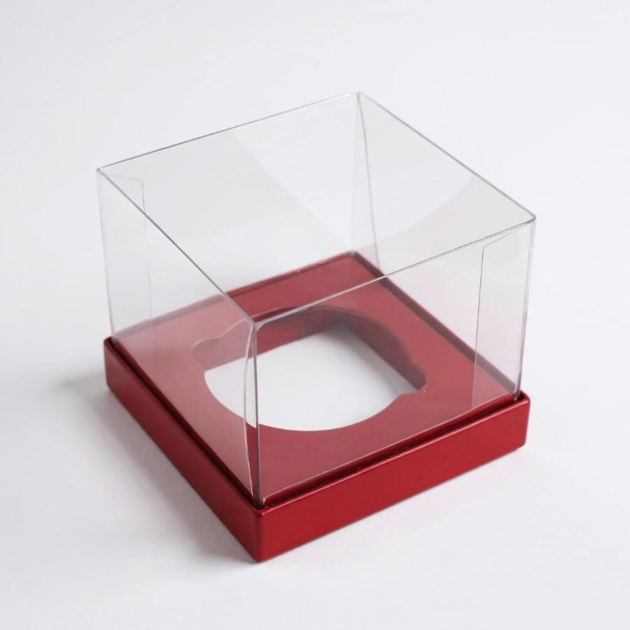 Caixa Para Mini Bolo G Pvc Base Vermelha Texturizada - 8x8x8cm - 10 unidades - Assk - Rizzo