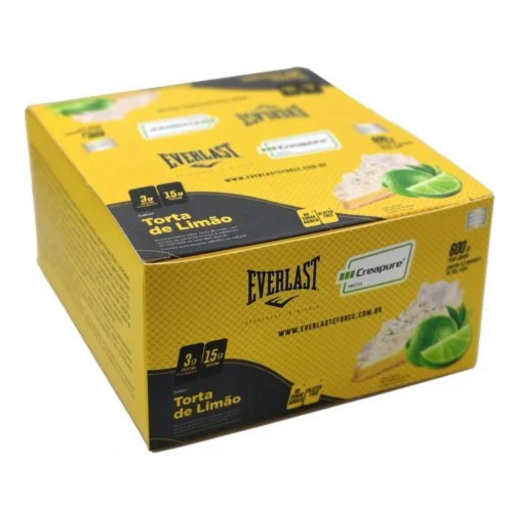 Barra De Proteína Com Creatina Torta De Limão 12 Unidades Everlast em Oferta na Shopee