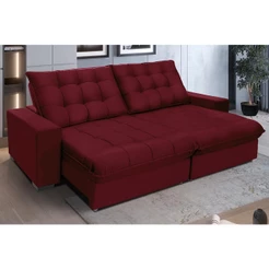 Sofá Retrátil E Reclinável 2,10m Suede Califórnia Vinho