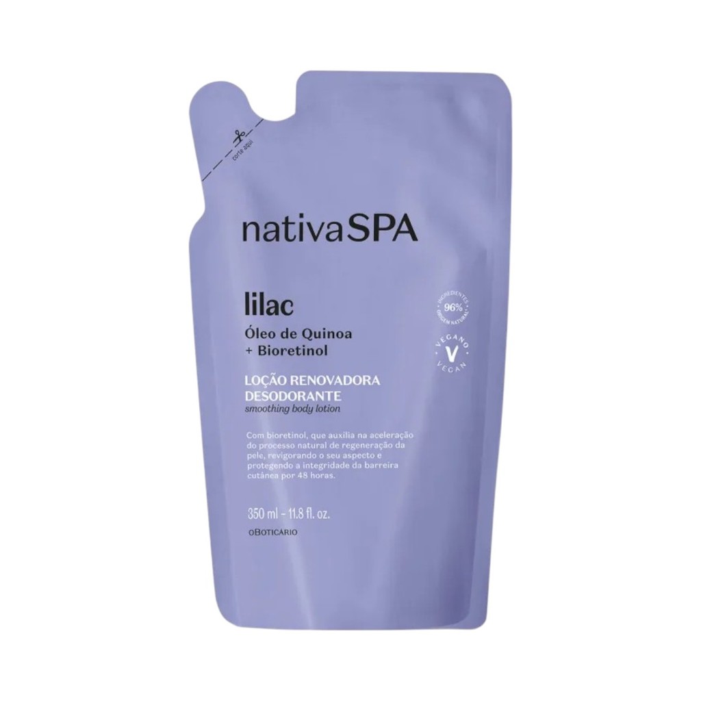 Refil Nativa Spa Lilac Loção Renovadora Desodorante Hidratante Corporal 350ml O Boticário