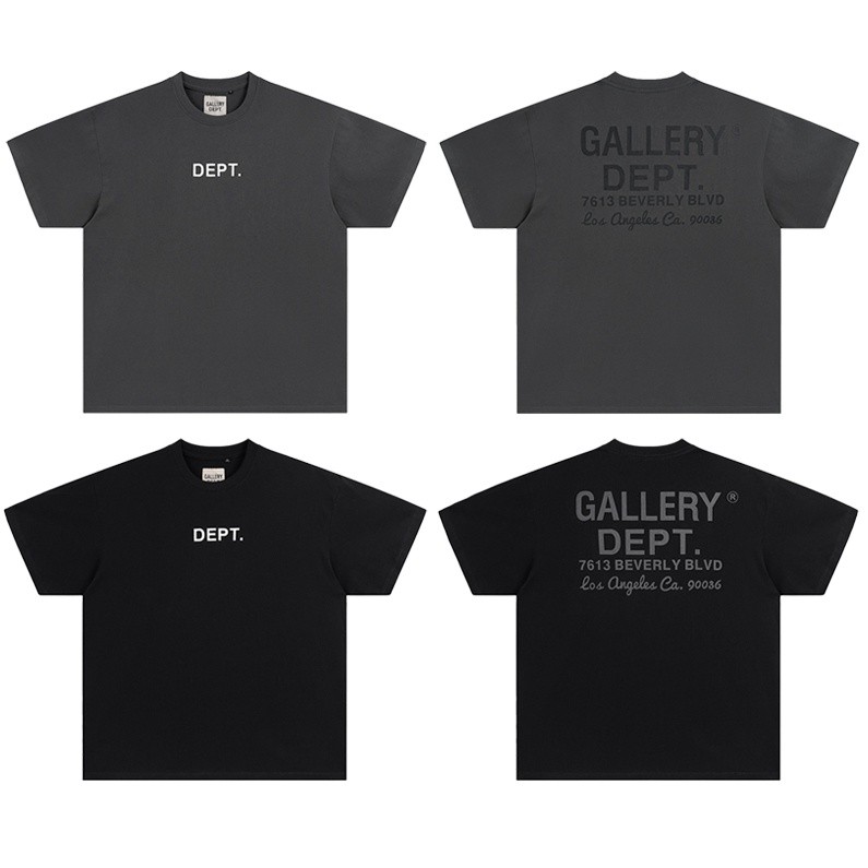 Street Wear Malha Peruana 40.1 Top GALLERY DEPT 23ss Carta Básica LOGO Camiseta De Manga Curta Com Gola Redonda Impressa