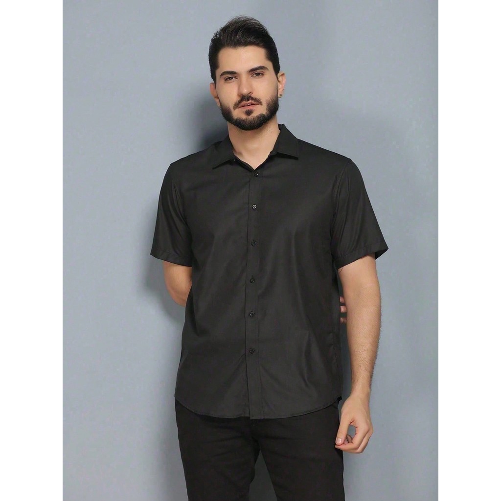 Camisa De Verão Masculina Manga Curta Ajuste Formal De Negócios
