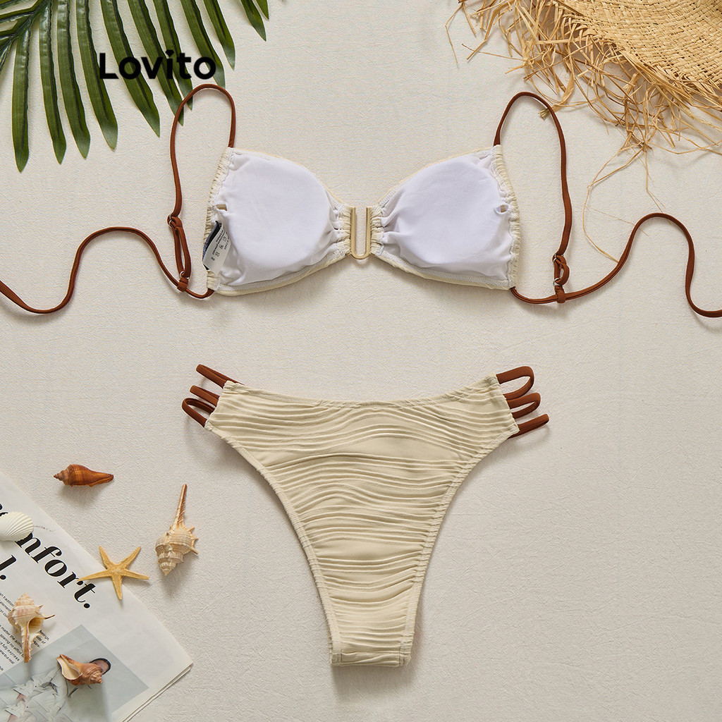 (Trendy) Lovito Blusa casual lisa com botões para mulheres LBL19723 em Oferta na Shopee