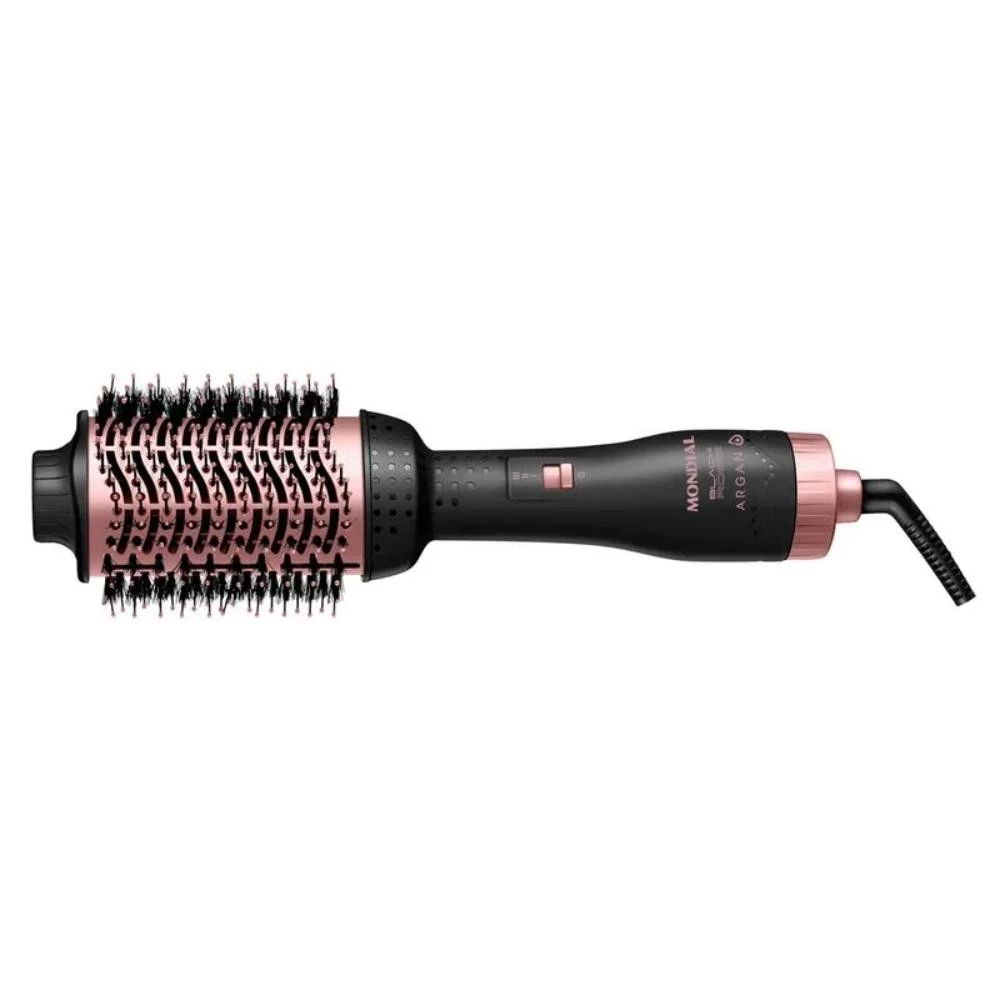 Escova Secadora Mondial Black Rose Argan 3 em 1 1200W Preto/Rosa Bivolt - ES-14-BI