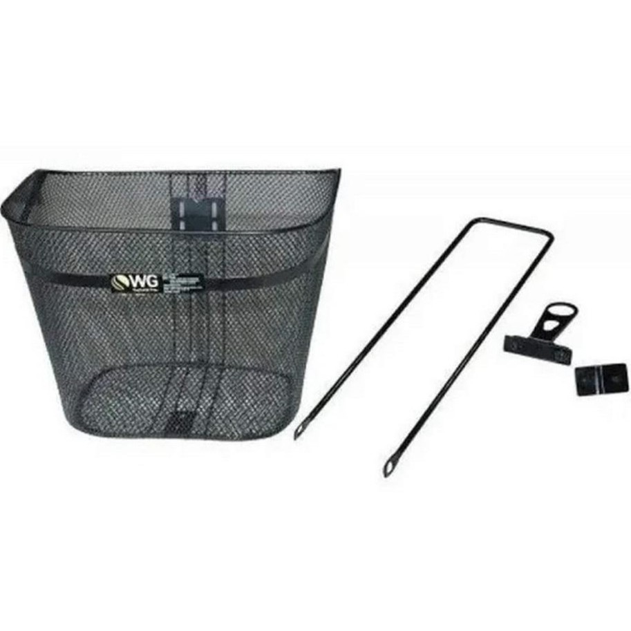 Cesta de Arame 35x25x26cm com Cinto Preta para Bike WGSPORTS
