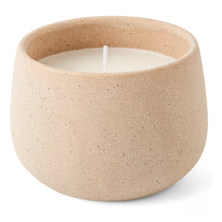 Vela Decorativa em Vaso de Cerâmica Bege Claro D8,5 cm