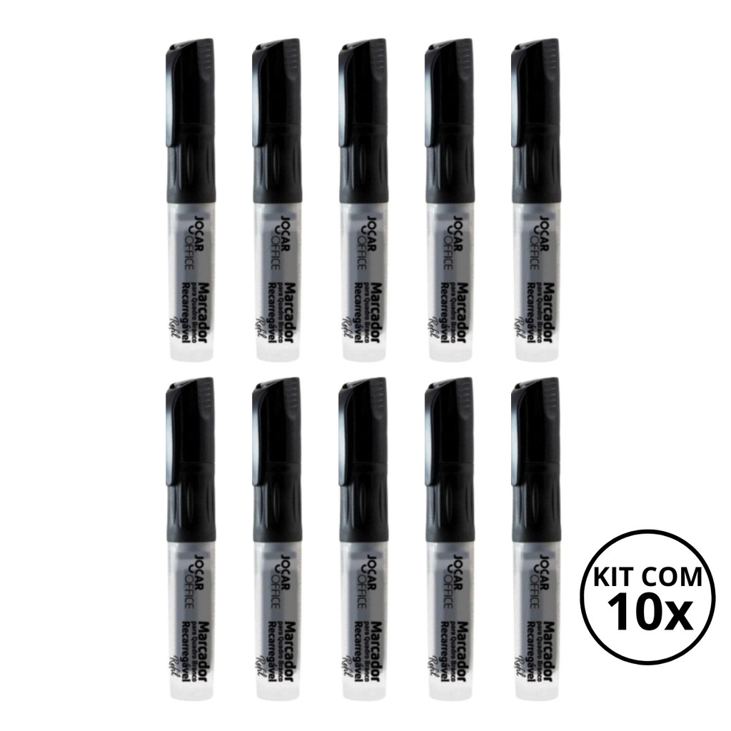 Kit Com 10 Marcadores De Quadro Branco Recarregável -JOCAR MODELO:KIT 03 em Oferta na Shopee