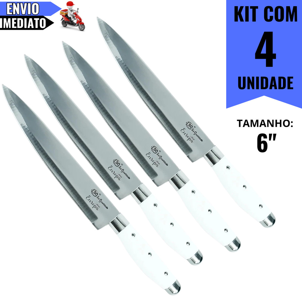 Imagem Kit 4 Facas Linha Europa 29cm em Aço Inox – Resistência, Precisão e Qualidade para Chefs e Churrasqueiros, Profissional