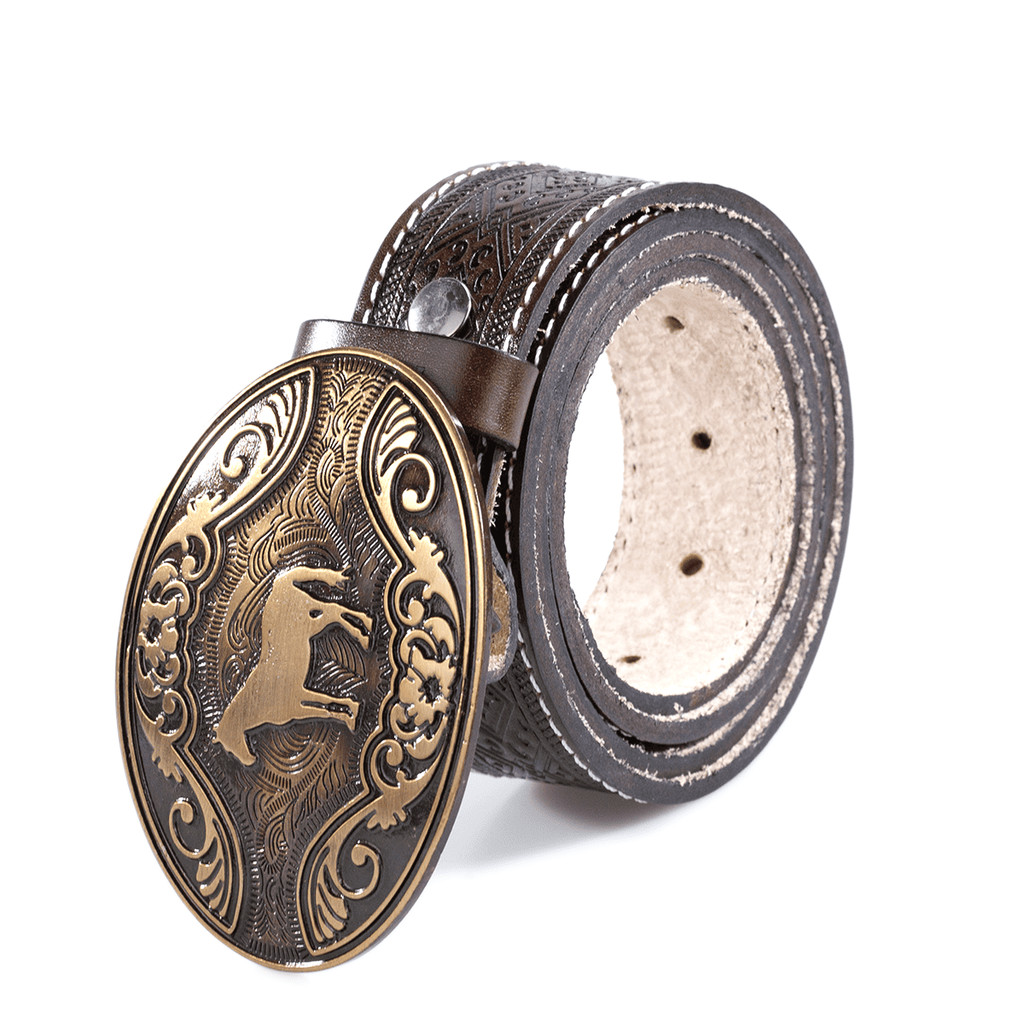 Cinto Country Masculino Couro 100% Legitimo Fivela Grande Redonda Cavalo Cowboy Rodeio