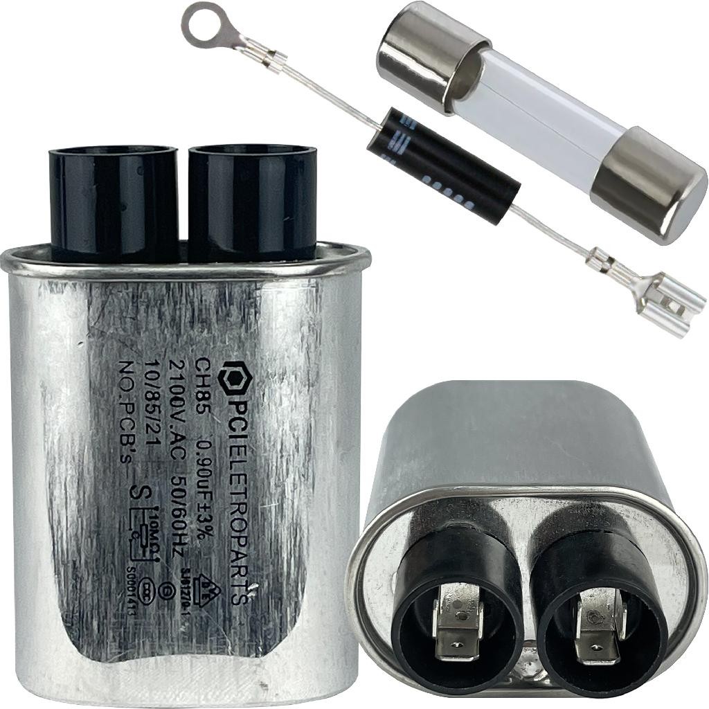  Kit Reparo Capacitor 0.90uf Bipolar HV 2100v 1 Diodo 1 Fusivel 20 Amperes