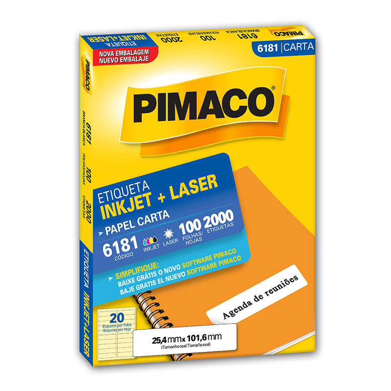 Etiqueta inkjet/laser carta 6181 com 100 folhas Pimaco em Oferta na Shopee
