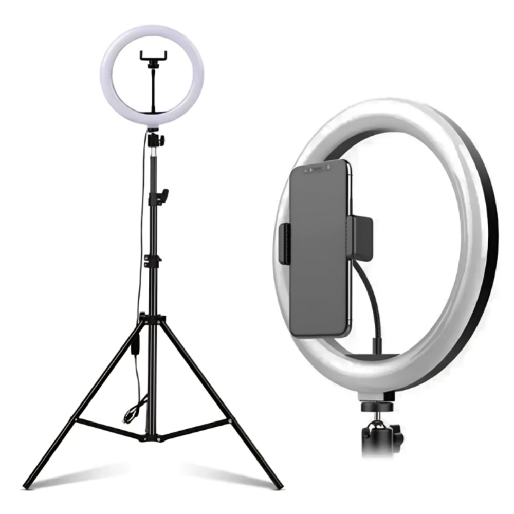 Ring Light Iluminador 10 Polegadas com Tripé 2,10m Luz Ajustável para Fotos e Vídeos