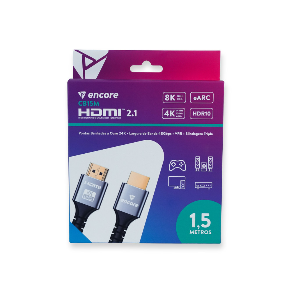 Cabo HDMI 2.1 8K Ultra High Speed Encore 1,5 Metros