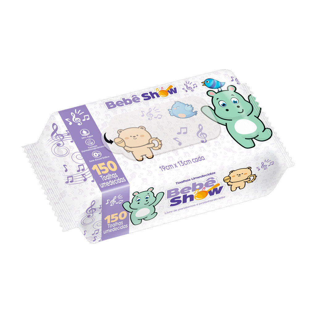 Toalha Umedecida Sem Álcool e Parabenos 150 Unidades em Oferta na Shopee