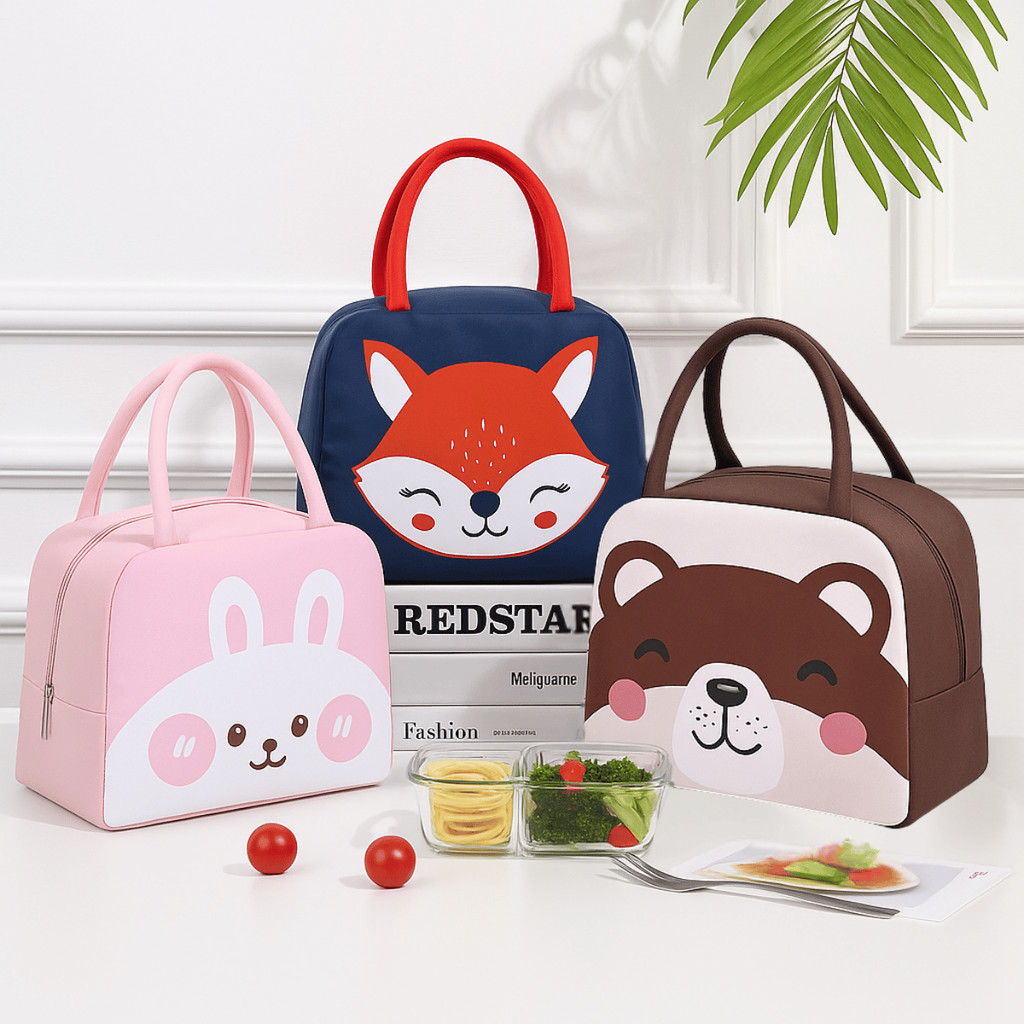 Lancheira Térmica Infantil 22cm Oxford Interponte / Bolsa Marmita / Coelho, Raposa, Unicórnio e Urso