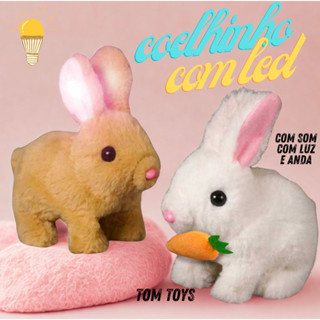 Brinquedo De Pelúcia Coelhinho Elétrico com LED MUSICAL Infantil Caminhar e Pular coelho da Páscoa em Oferta na Shopee