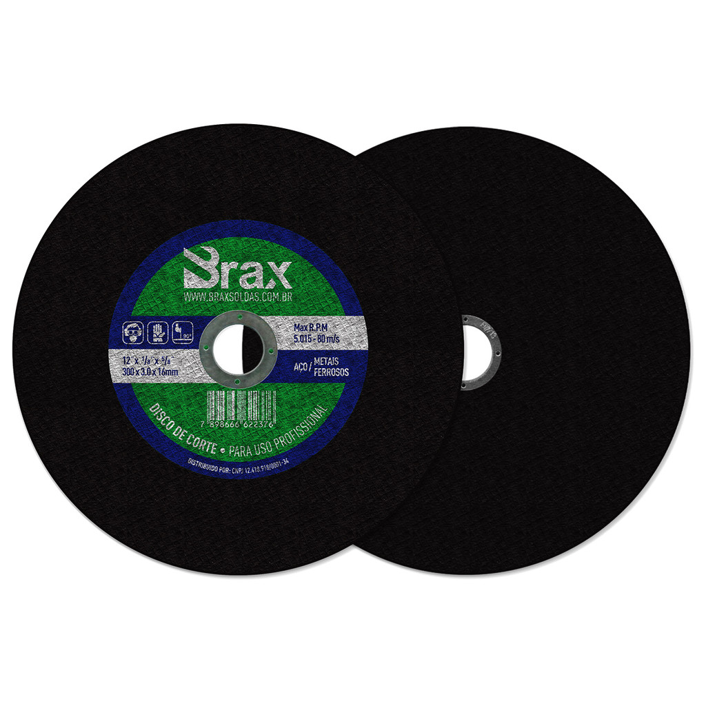 KIT 5 Disco De Corte Metal Ferroso Policorte 12 Furo 19mm