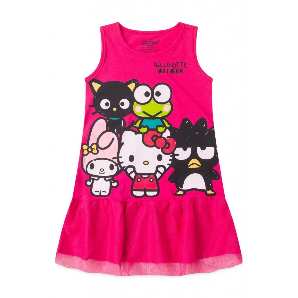 Vestido Feminino Infantil Brilho Da Amizade - Hello Kitty em Oferta na Shopee