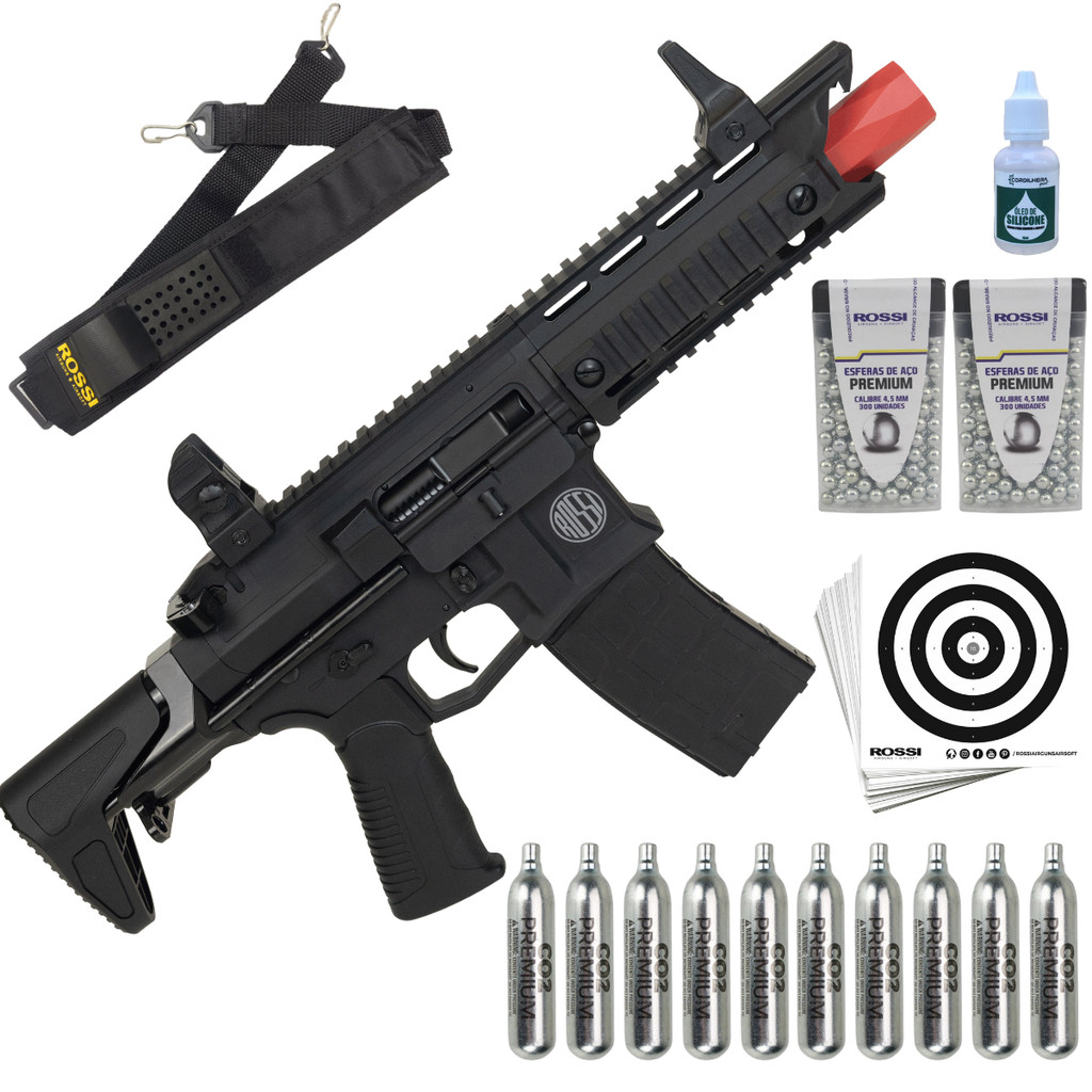 Rifle de Pressão AR15 Dragon CO2 4,5mm + 10 cilindros Co2 em Oferta na Shopee