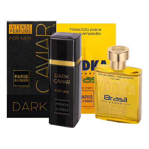 Kit Perfumes 1 Dark Caviar + 1 Vodka Brasil Amarelo Paris Elysees
