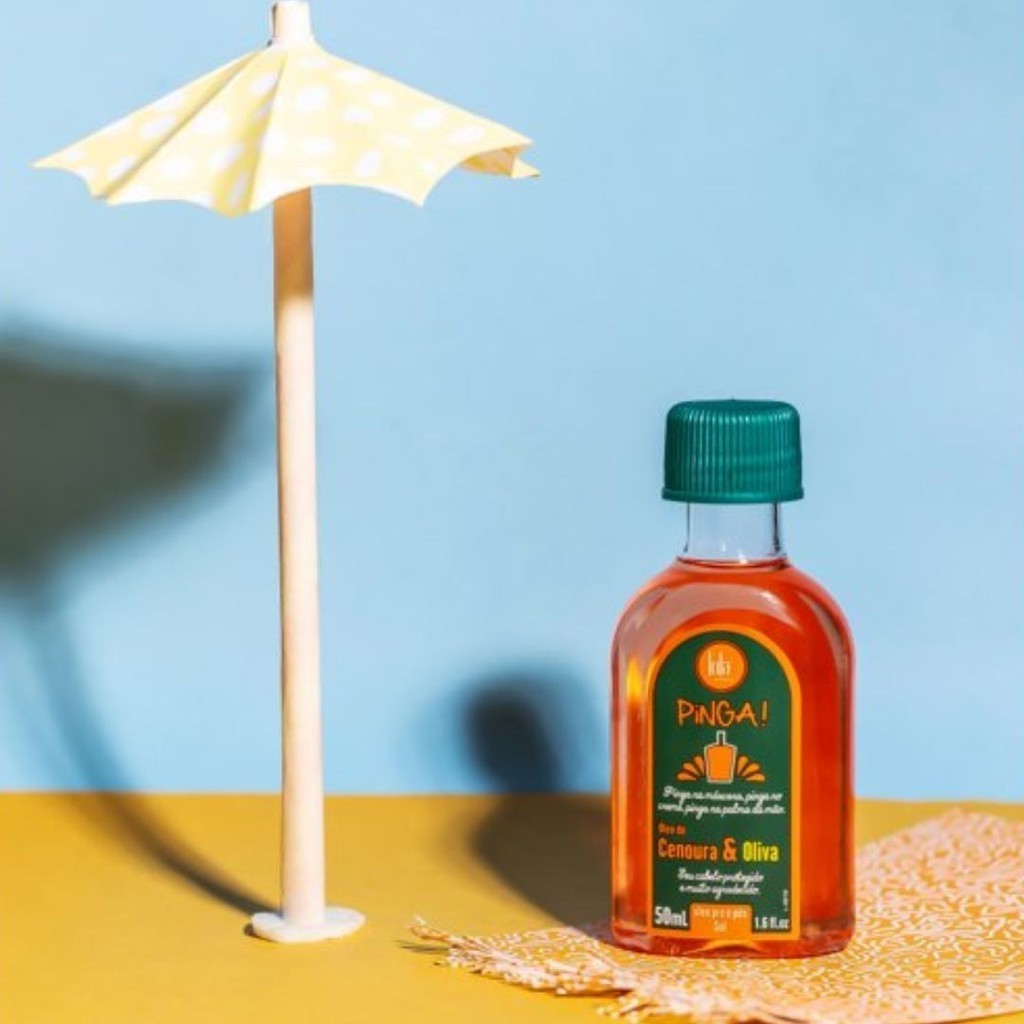 Detalhes do Óleo Multifuncional Pinga Cenoura & Oliva Pré e Pós Sol Lola Cosmetics 50ml